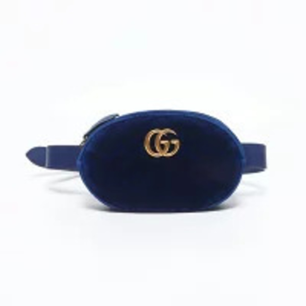 Gucci Waist Velour Bag Marmont GG Belt Blue